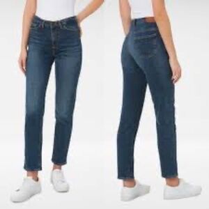 Outland Denim Abigail High Rise Slim Tapered Jeans in Dakota Blue Wash, 25x30
